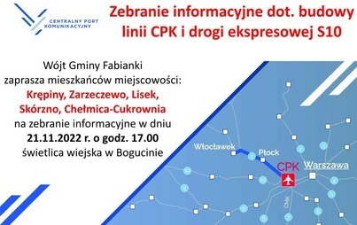 Zdjęcie do Zebranie informacyjne dot. linii CPK i drogi ekspresowej S10 - 21.11.2022 r. godz. 17.00